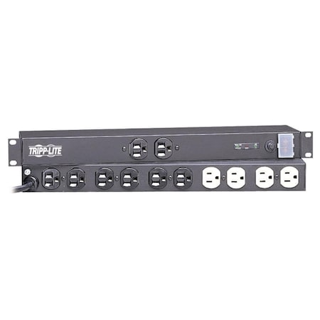 Doomsday Power Strip, Surge, Rack Mounted, 5-15R, 5-15P, 15 ft., Black DO1365708